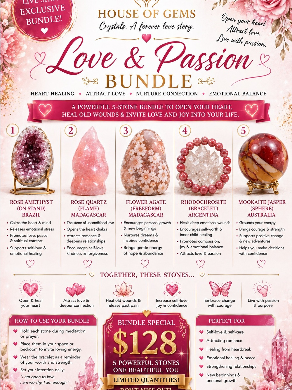 House of Gems Love & Passion Bundle - Pink Crystal Set